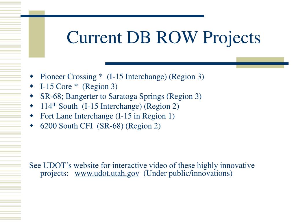 PPT UDOT Right of Way and “Design Build” PowerPoint Presentation ID