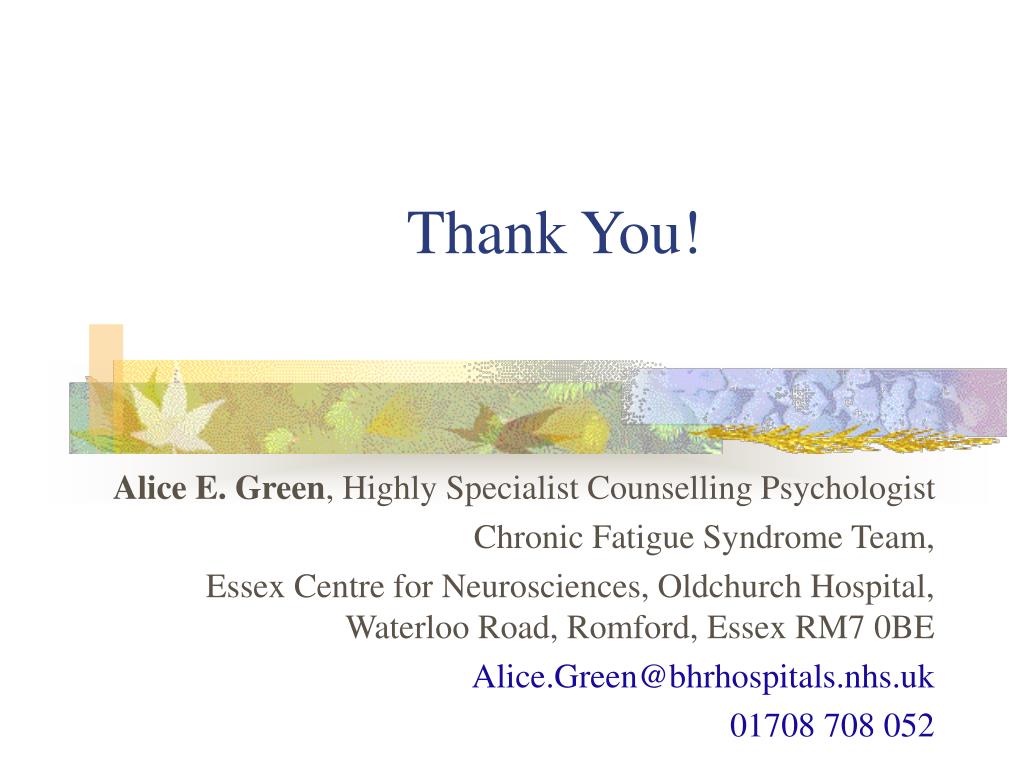 PPT Cognitive Behavioural Therapy in Chronic Fatigue Syndrome/ME