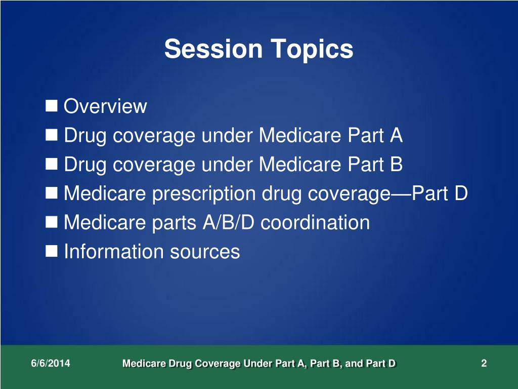 PPT Medicare Drug Coverage Under Part A, Part B, and Part D PowerPoint Presentation ID1282552