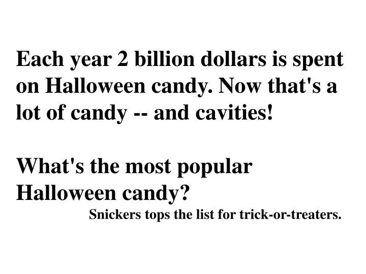PPT Each year 2 billion dollars is spent on Halloween candy. Now that
