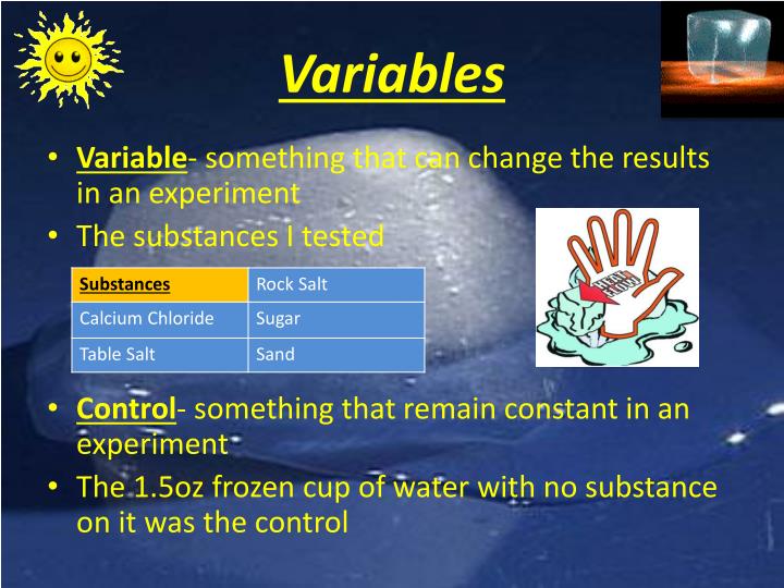 PPT What Substance Makes Ice Melt The Fastest? PowerPoint