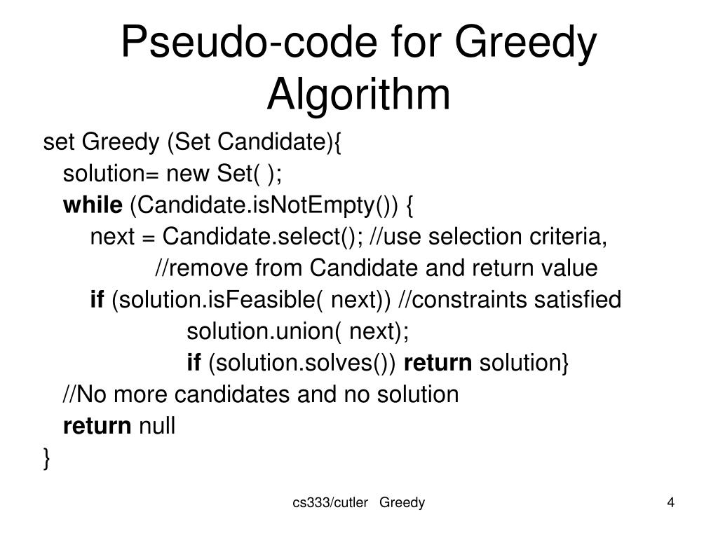 PPT Introduction to Greedy Algorithms PowerPoint Presentation, free