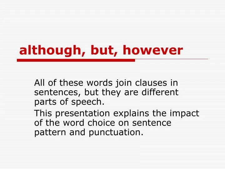However In A Sentence