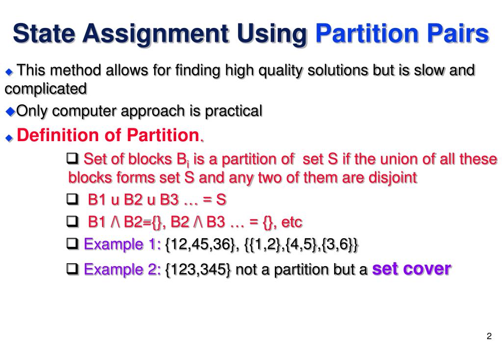 PPT State Assignment Using Partition Pairs PowerPoint Presentation