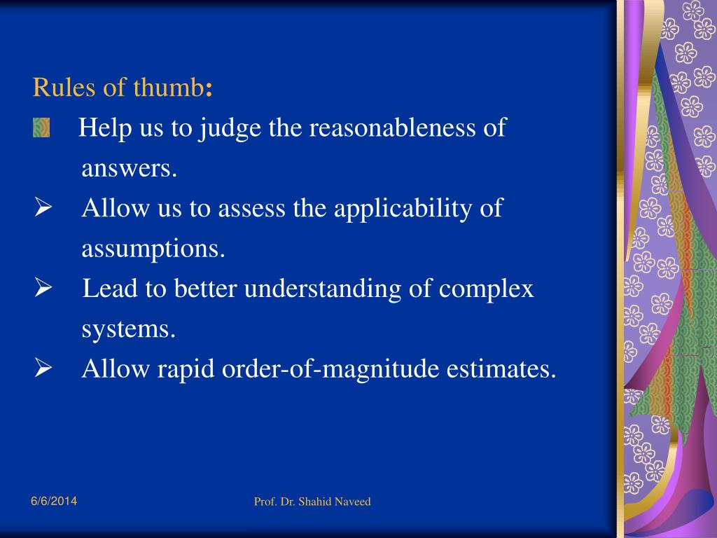 PPT Rules of Thumb for Design & Development PowerPoint Presentation