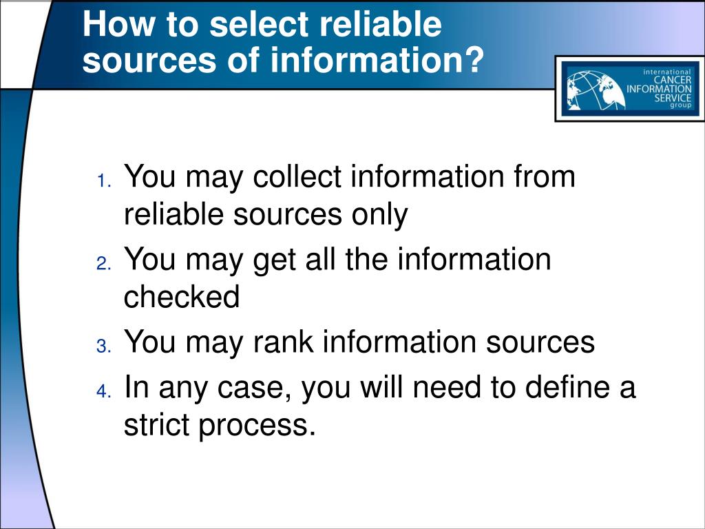PPT Key elements of a successful CIS F inding reliable sources of