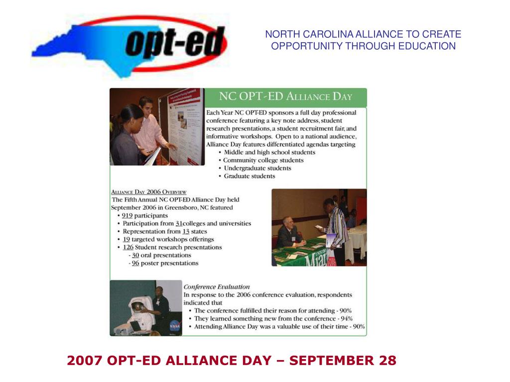 PPT NORTH CAROLINA ALLIANCE TO CREATE OPPORTUNITY THROUGH EDUCATION