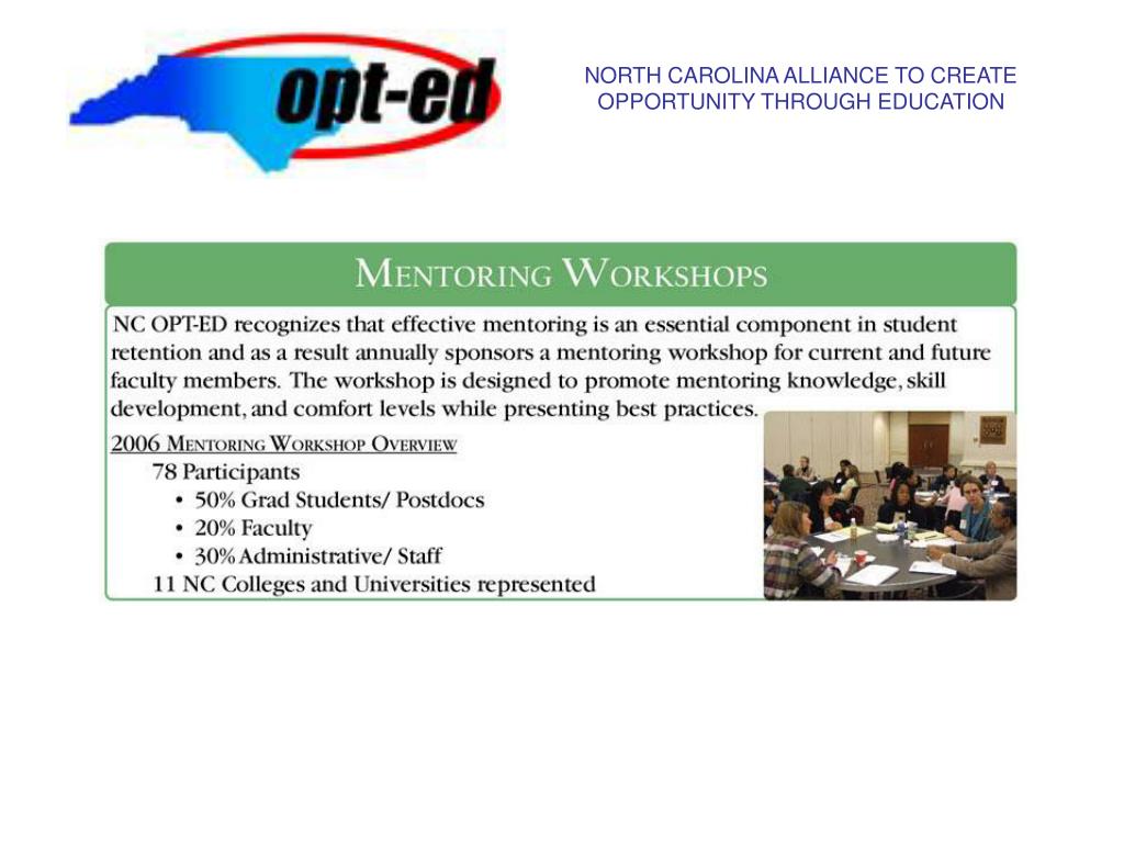 PPT NORTH CAROLINA ALLIANCE TO CREATE OPPORTUNITY THROUGH EDUCATION