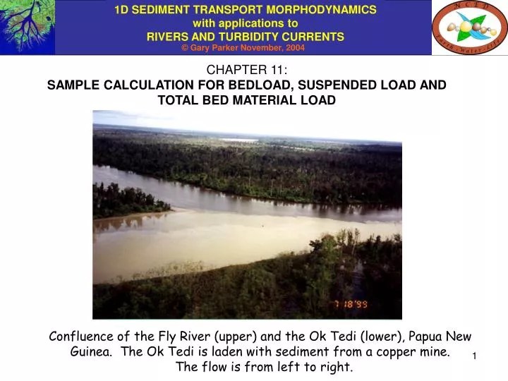 PPT CHAPTER 11 SAMPLE CALCULATION FOR BEDLOAD, SUSPENDED LOAD AND TOTAL BED MATERIAL LOAD