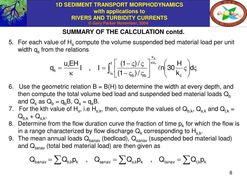 PPT CHAPTER 11 SAMPLE CALCULATION FOR BEDLOAD, SUSPENDED LOAD AND