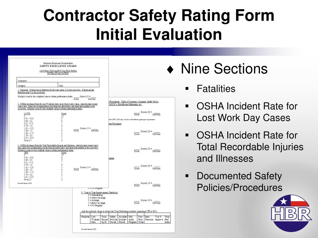 PPT Contractor Safety Rating Form Initial Evaluation PowerPoint