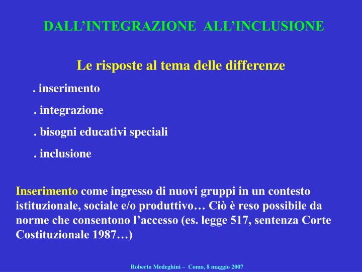PPT DALL’INTEGRAZIONE ALL’INCLUSIONE PowerPoint Presentation ID1344163