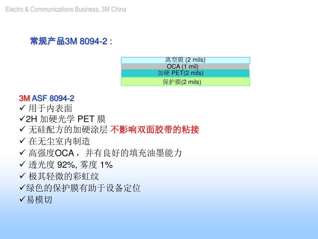 PPT 3M TM Optically Clear Adhesive (OCA) PowerPoint Presentation