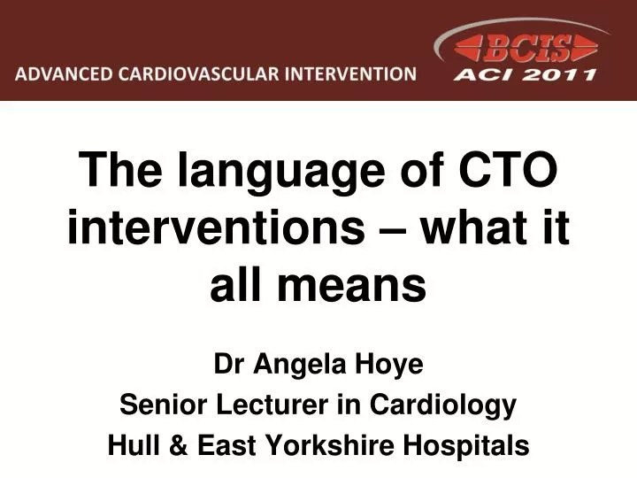 PPT The language of CTO interventions what it all means PowerPoint