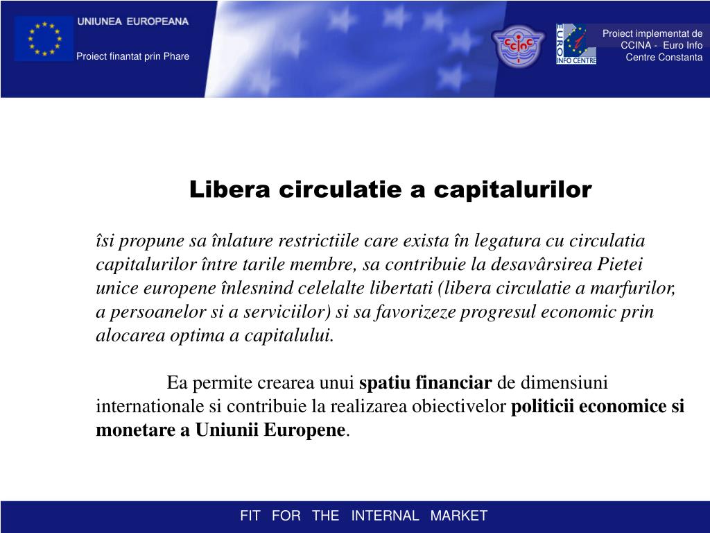 PPT Libera circulatie a capitalurilor pe Piata Interna a Uniunii