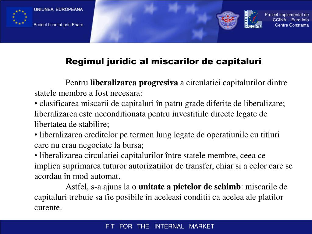 PPT Libera circulatie a capitalurilor pe Piata Interna a Uniunii