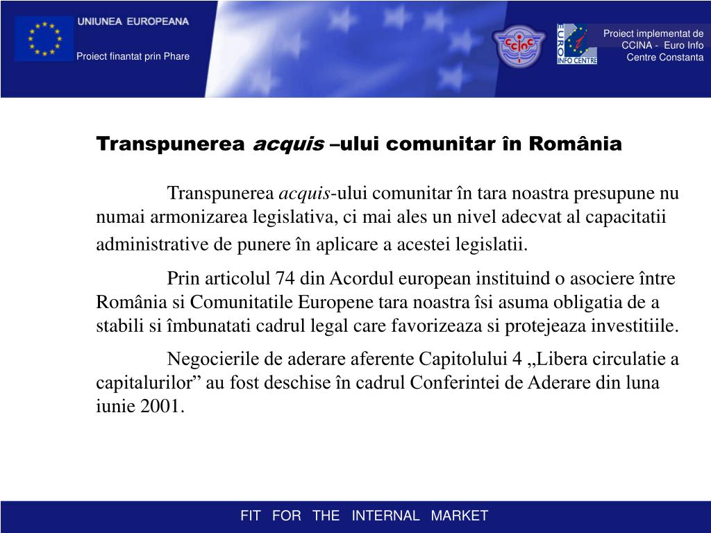 PPT Libera circulatie a capitalurilor pe Piata Interna a Uniunii