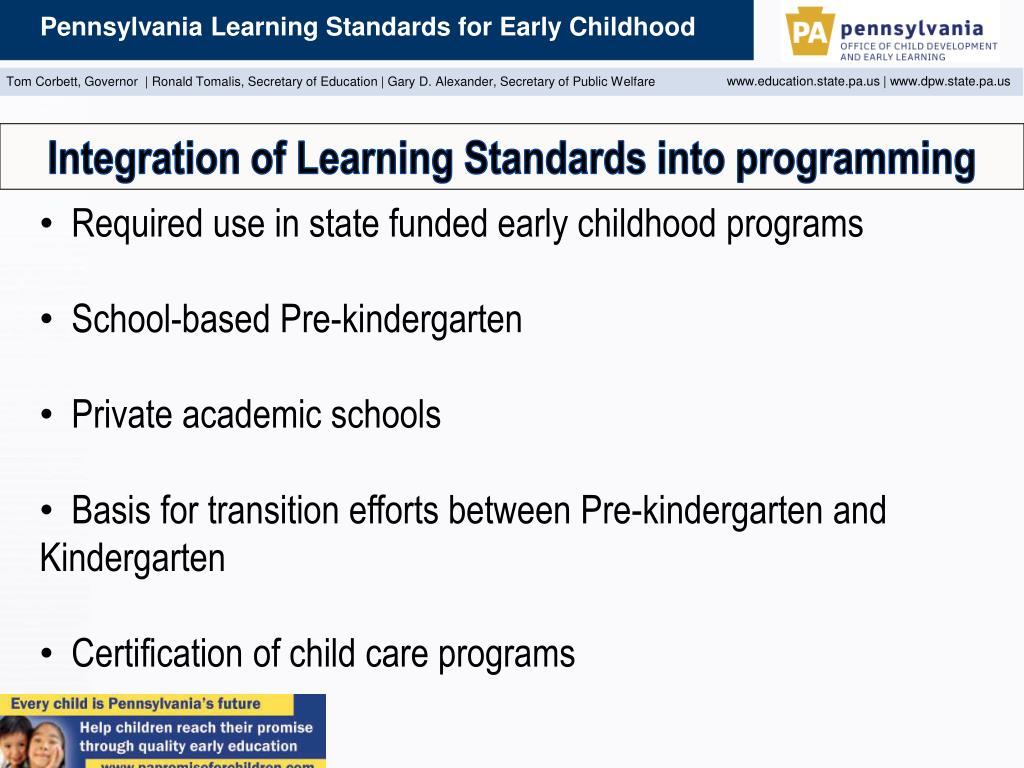 PPT Pennsylvania Learning Standards for Early Childhood PowerPoint Presentation ID1377158