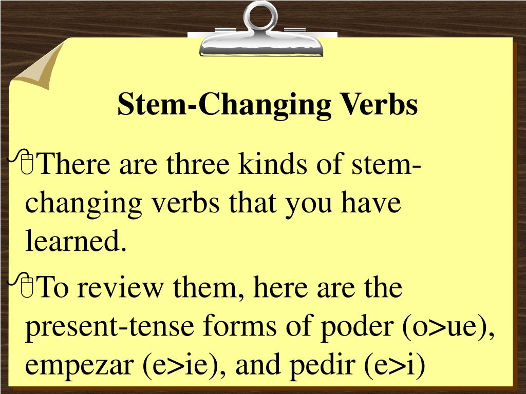 PPT StemChanging Verbs Poder, Empezar, Pedir PowerPoint Presentation