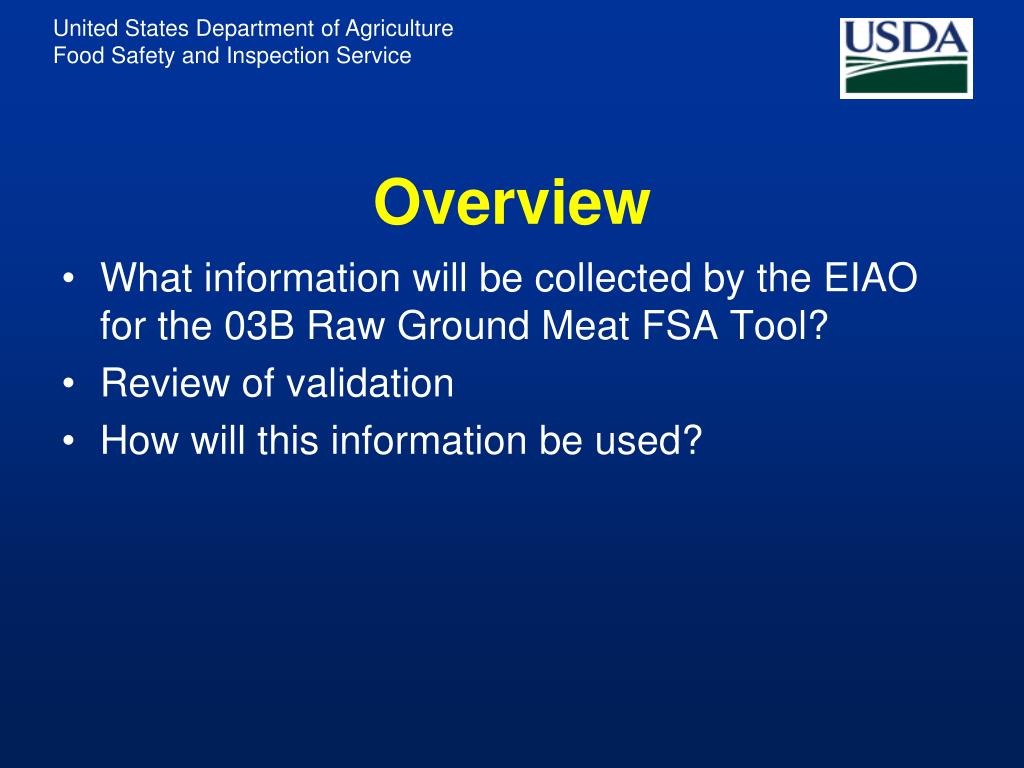 PPT 03B Raw Ground Meat Industry FSA Methodology Walkthrough December 18, 2008 Washington, DC