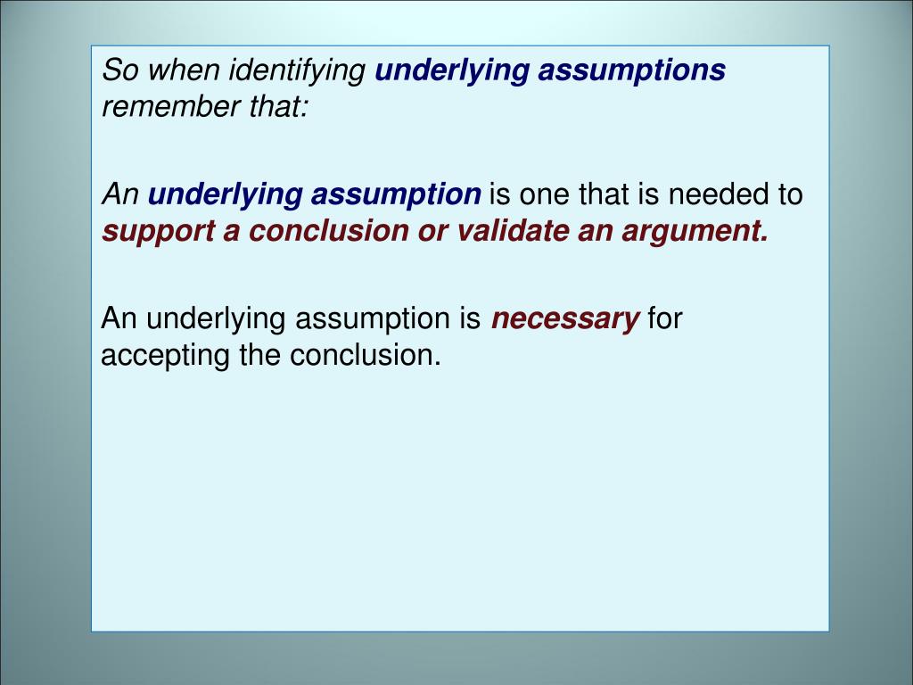 PPT Identifying Assumptions PowerPoint Presentation, free download