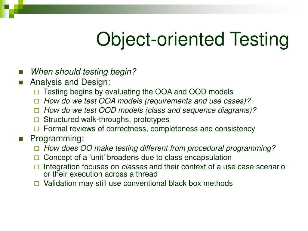 PPT Objectoriented Testing PowerPoint Presentation, free download