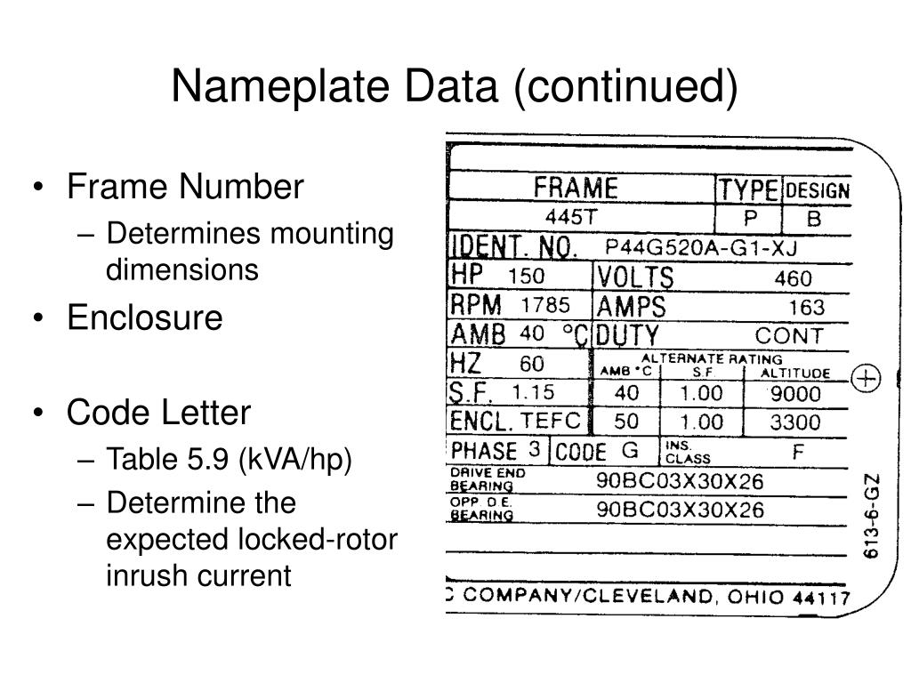PPT Induction motor nameplate PowerPoint Presentation, free download ID1392089