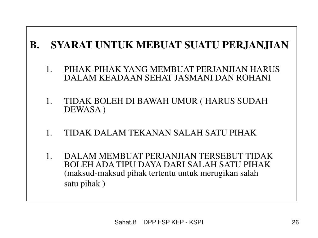 PPT PERJANJIAN KERJA BERSAMA (PKB) Oleh Sahat Butar Butar Ketua DPP