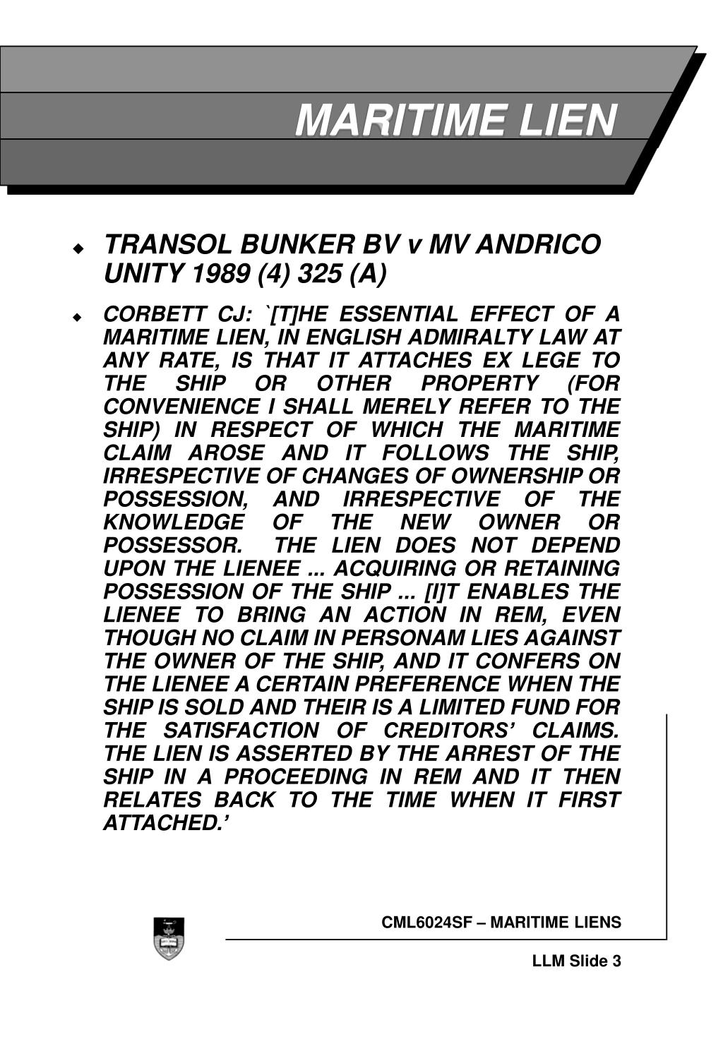 PPT MARITIME LIENS INTRODUCTION PowerPoint Presentation, free