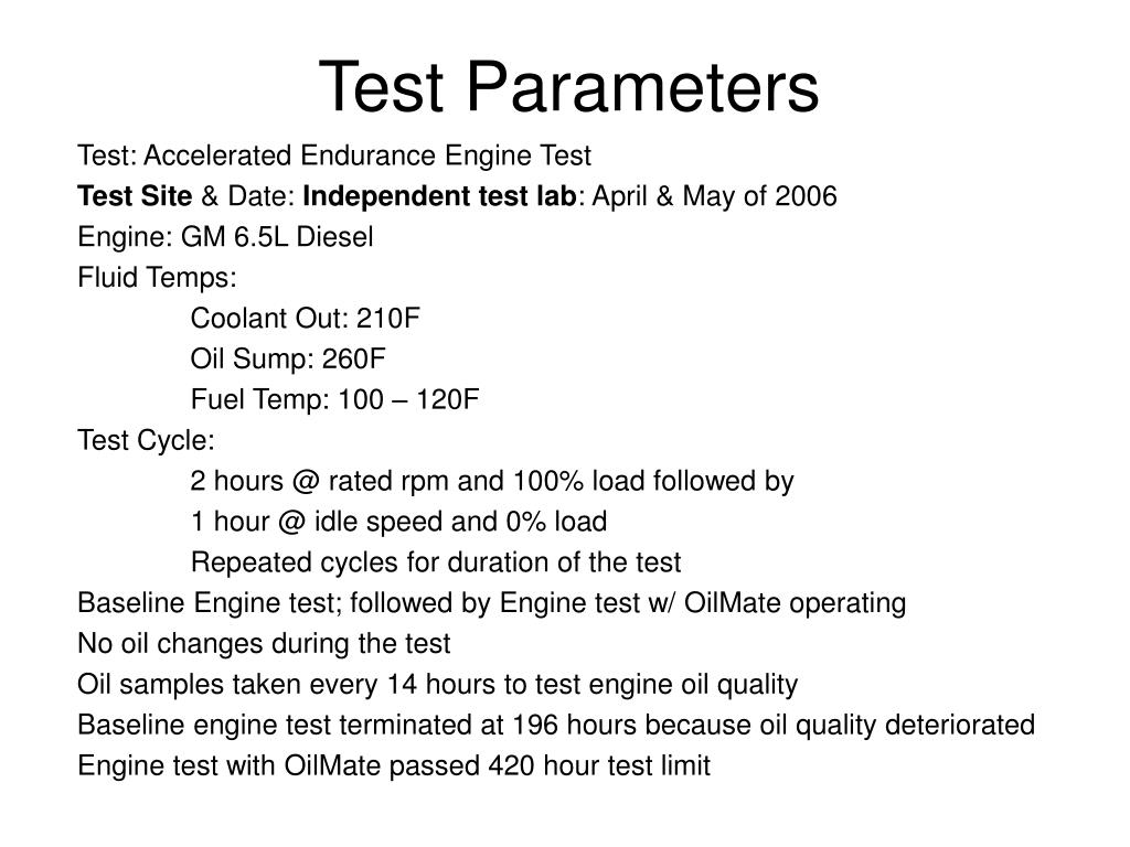 PPT HIGH ENDURANCE ENGINE DURABILITY TEST DIESEL ENGINE OIL QUALITY