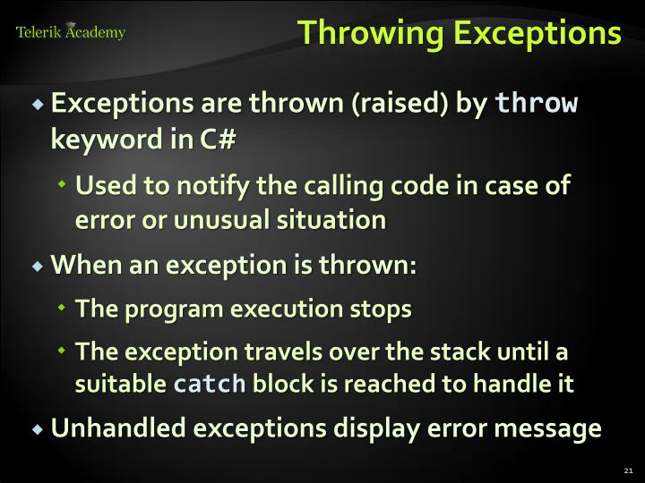 C Throw Exception Method Declaration at Harvey Wagner blog