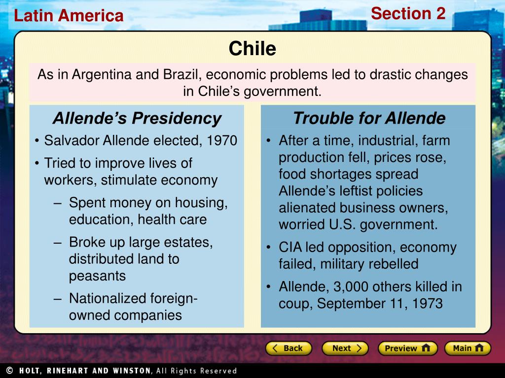 PPT Preview Main Idea / Reading Focus Argentina Brazil Chile Other