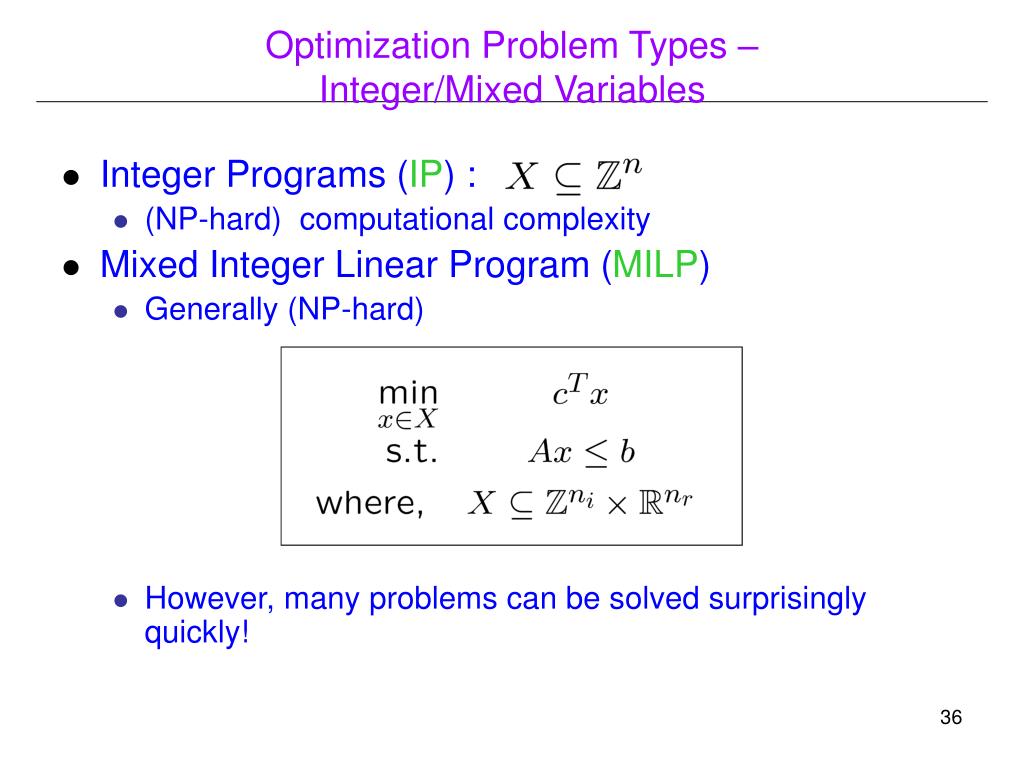 PPT Linear Programming, (Mixed) Integer Linear Programming, and