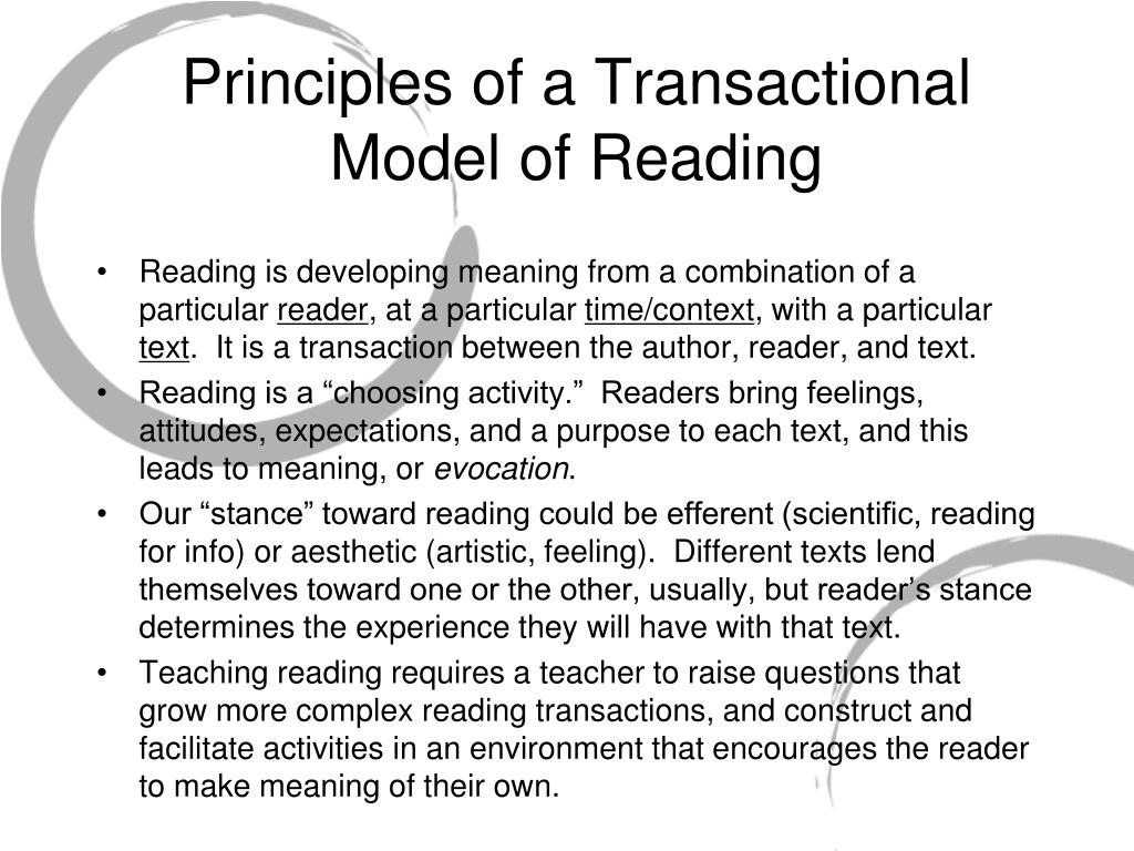 PPT Transactional Theory/Model of Reading PowerPoint Presentation
