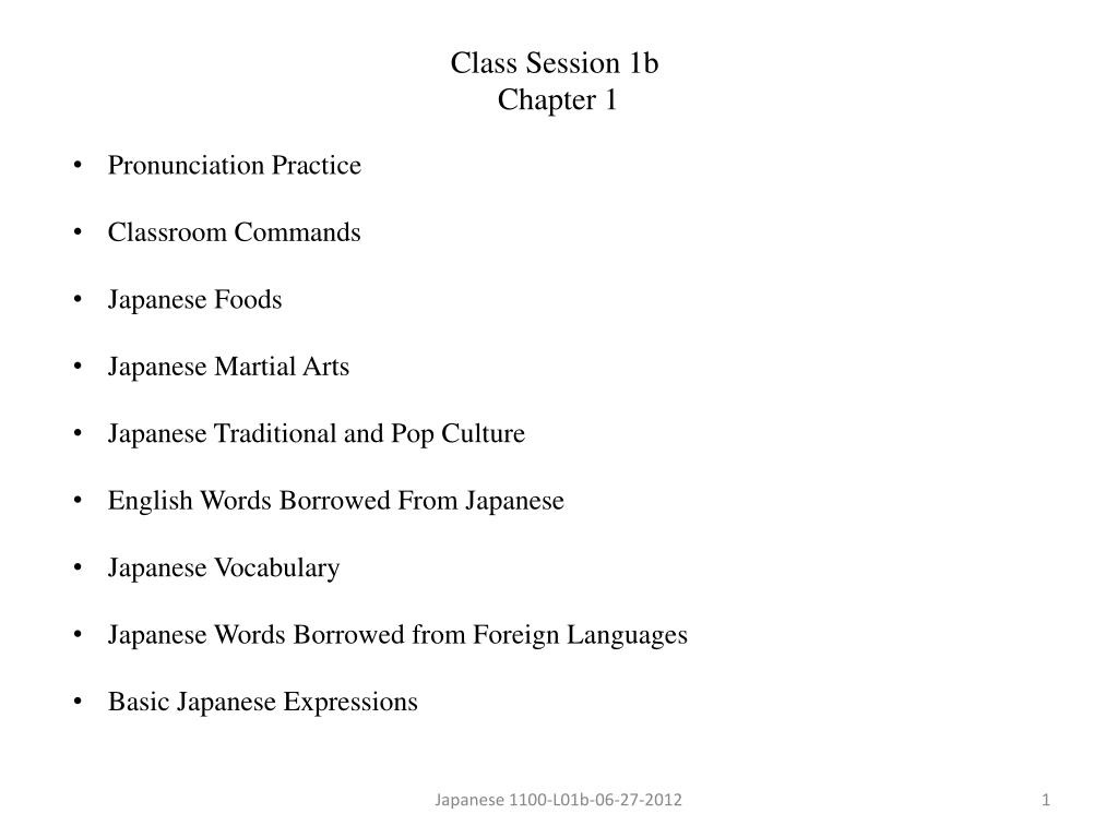 PPT Pronunciation Practice Classroom Commands Japanese Foods Japanese