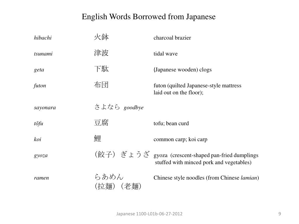 PPT Pronunciation Practice Classroom Commands Japanese Foods Japanese