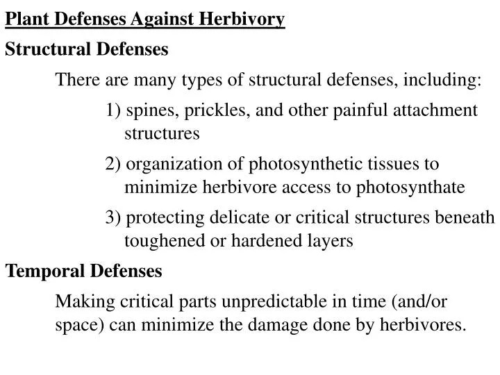 PPT Plant Defenses Against Herbivory Structural Defenses There are