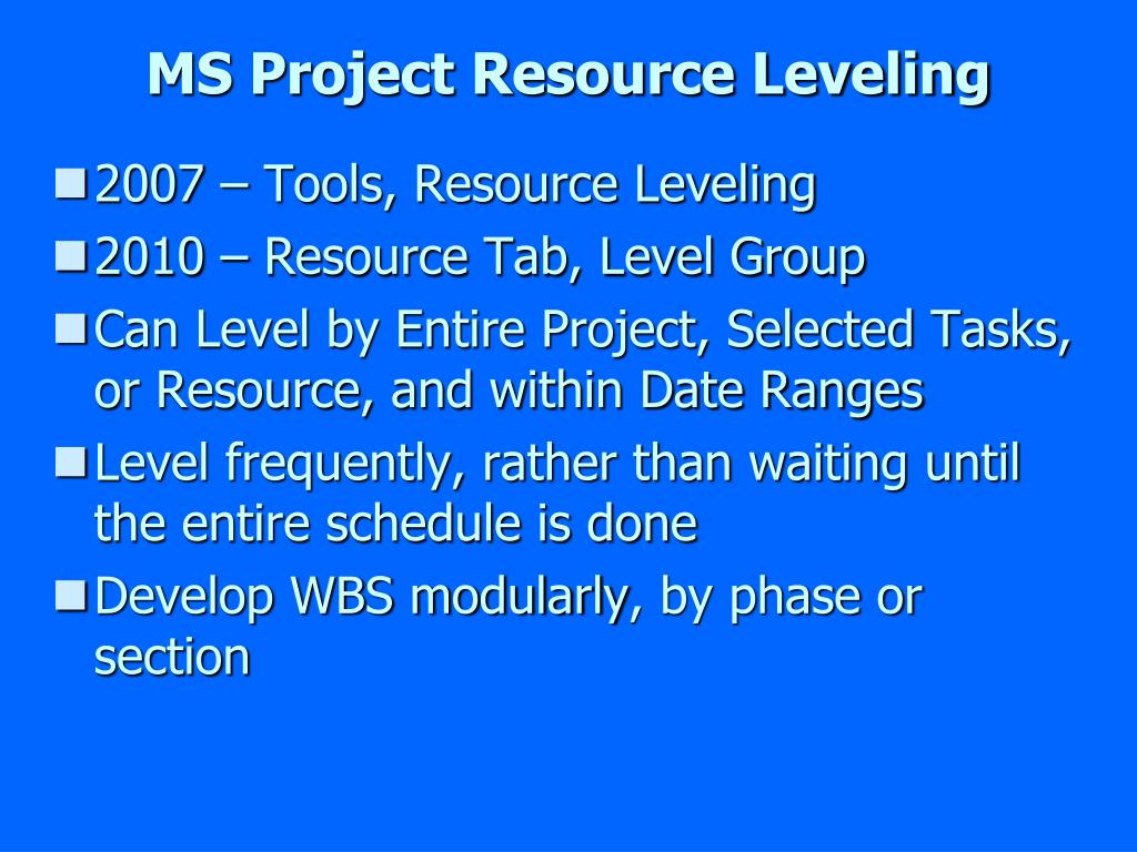 PPT Resource Leveling with Microsoft Project PowerPoint Presentation