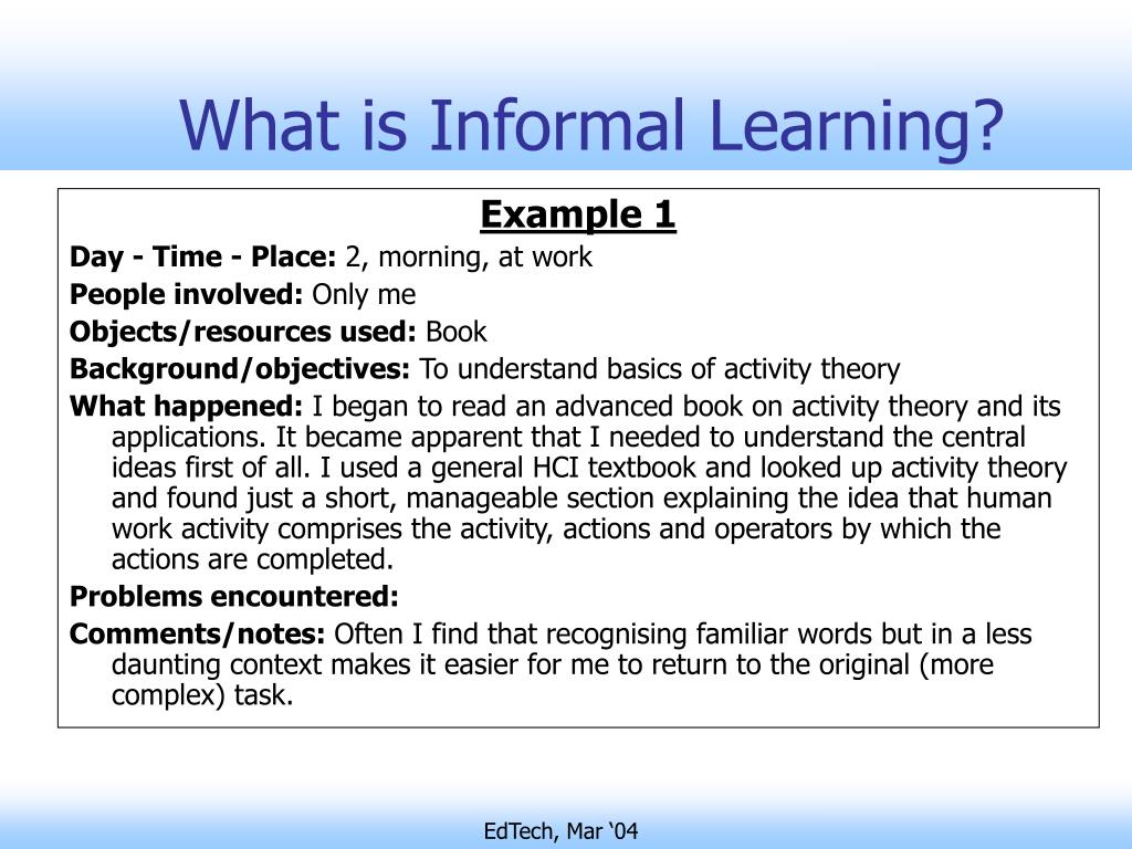 PPT Informal Learning Boundaries How blurred is it? PowerPoint