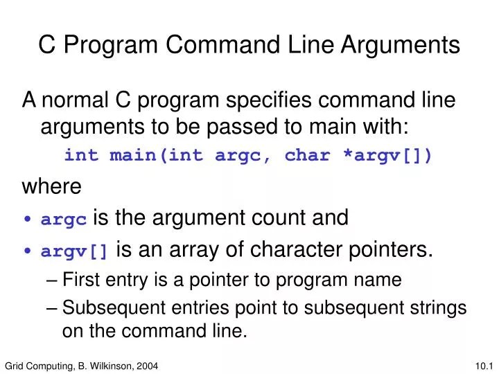 PPT C Program Command Line Arguments PowerPoint Presentation, free download ID1441214