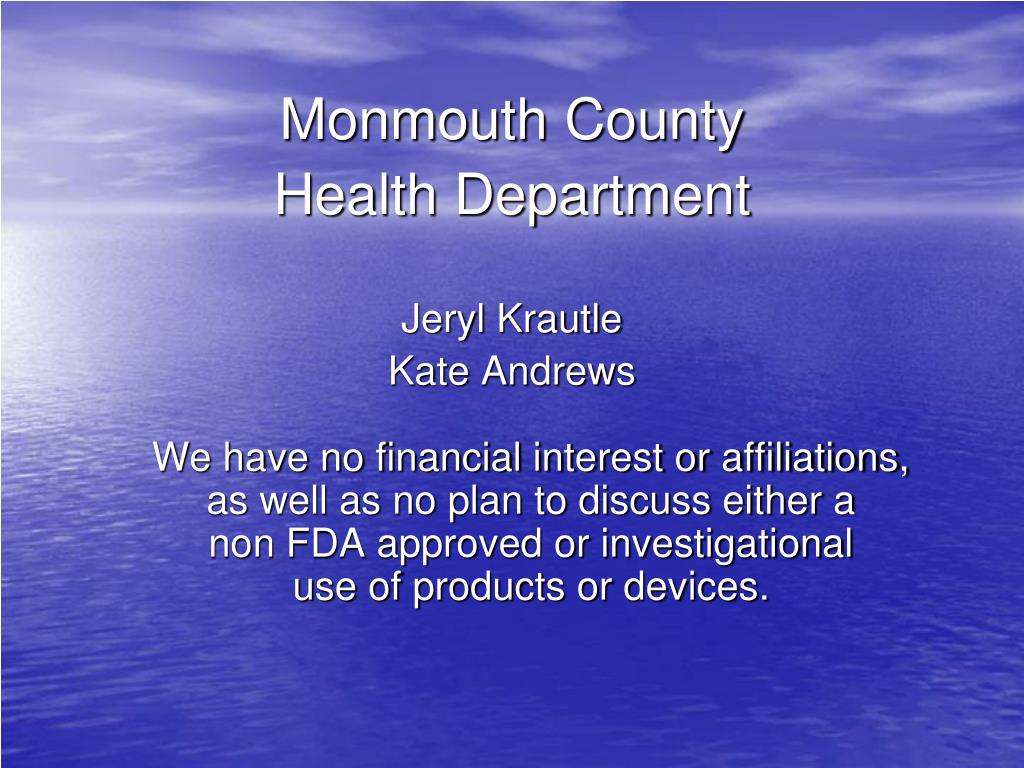 PPT New Jersey Department of Health and Senior Services PowerPoint