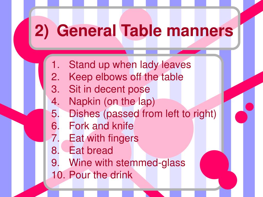 PPT Table manners from English speaking culture PowerPoint