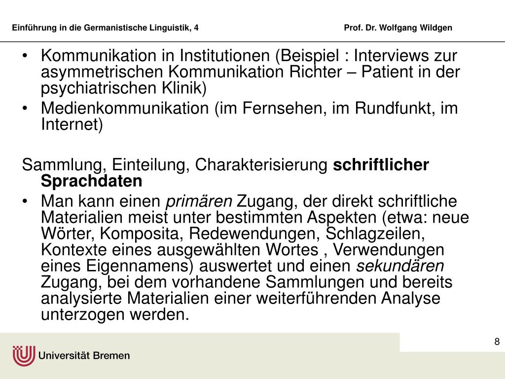 PPT Einführung in die Germanistische Linguistik
