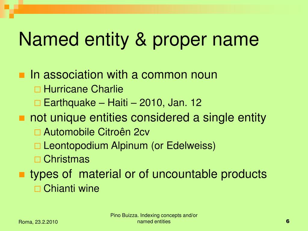 PPT Indexing concepts and/or named entities PowerPoint Presentation