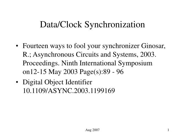 PPT Data/Clock Synchronization PowerPoint Presentation, free download