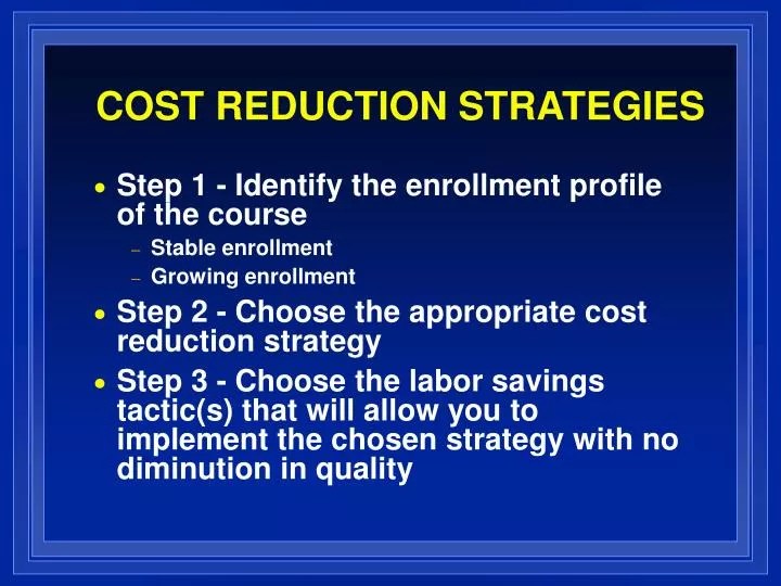 PPT COST REDUCTION STRATEGIES PowerPoint Presentation, free download