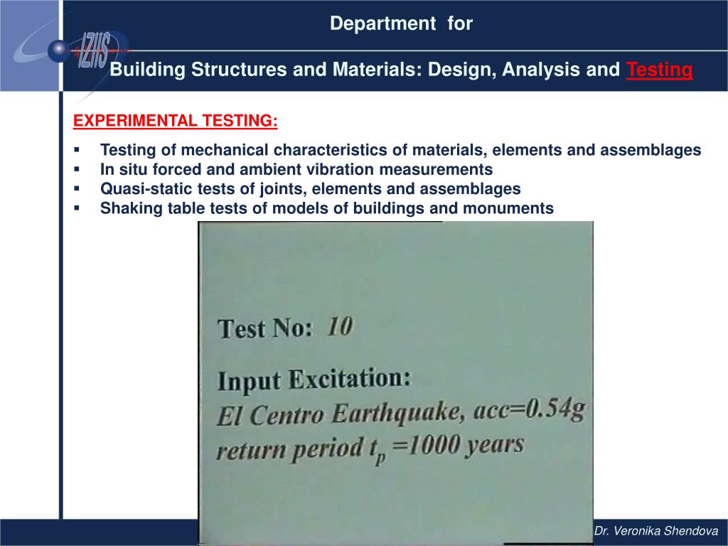 PPT Department for Building Structures and Materials Design
