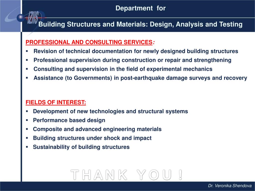 PPT Department for Building Structures and Materials Design