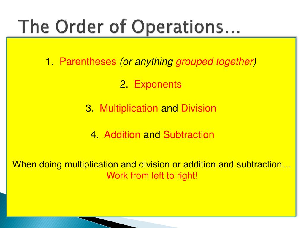 PPT The Order of Operations PowerPoint Presentation, free download