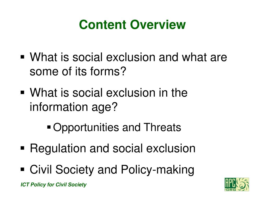 PPT Social Exclusion in an Information Age PowerPoint Presentation
